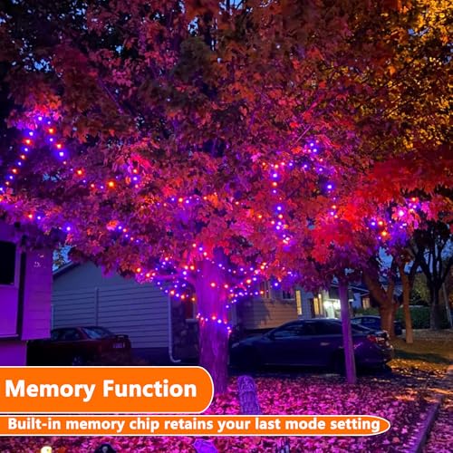 Joomer Orange Purple Halloween Lights, 100FT 300LED Plug-in String Lights