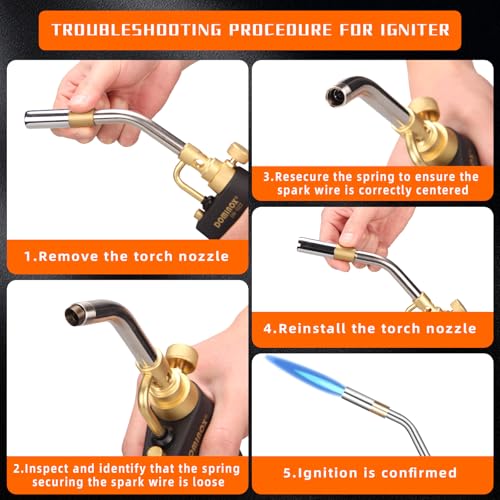 Propane Torch Head, High Intensity Torch Head Trigger Start Gas Torch, Map Gas Torch Kit for Propane, Map and Mapp Gas, Mapp Gas Torch for Soldering