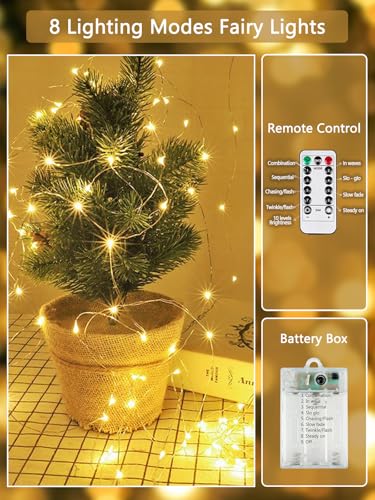3 PK 78FT 240LED Fairy Lights Battery Operated with Timer Remote Warm White