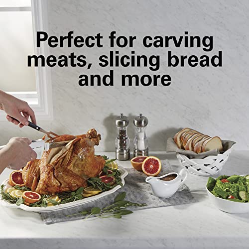 Hamilton Beach Electric Knife Set for Carving Meats, Poultry, Bread, Crafting Foam & More, Reciprocating Serrated Stainless Steel Blades, Ergonomic Design Storage Case + Fork Included, 5 Foot Cord
