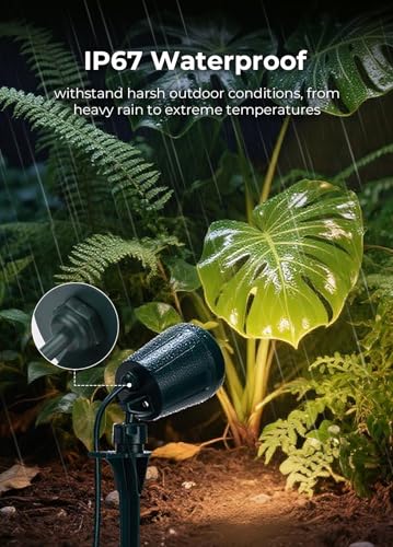 Halloween Spotlights Outdoor, 120V Plug-in Christmas Spot Light, 5000K LED Landscape Lighting with 5 Color Lenses (Red Green Blue Purple Yellow)