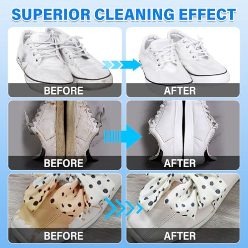 Shoe Cleaner, 6.76 fl oz Shoe Cleaning Kit with Brush and Towel, White Sneaker Cleaner for Removing Stains