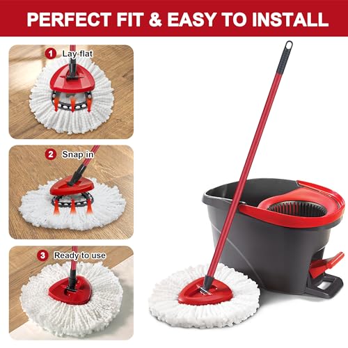 3 Pack Mop Replacement Heads for O-Ceda EasyWrin Spin Mop, Microfiber Spin Mop Refills, Easy Cleaning Mop Head Replacement