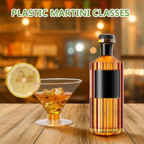 Meolibour 50 Pcs Disposable Plastic Martini Glasses for Parties 5oz, Unbreakable Clear Cocktail Dessert Parfait Glasses, Mini Martini Cups for Wedding Party Bowl Wine Ice Cream