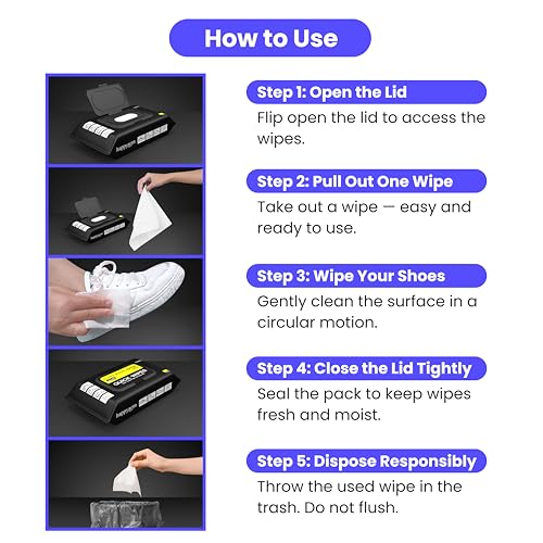 Shoe wipes Pack of 2 Total 60 Pcs Sneakers Cleaning Quick Wipes Removing Dirt and Stains with Disposable Shoe Wipe