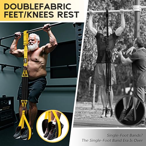HOXWC Pull Up Assistance Bands, Adjustable Heavy Duty Resistance Band for Pull Up, 3 Pull Up Bands, Comfortable Fabric Feet/Knee Rest, Assistance Bands for Pull-Up, Home Fitness, Body Stretching