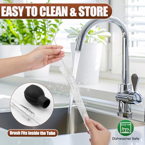 Premium Turkey Basters for Cooking – Baster Syringe for Hot Liquids – Meat and Food Injector – Essential Thanksgiving Cooking Tool – Turkey Baster Large with Cleaning Brush(Black)