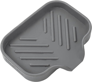 Silicone Bathroom Soap Dishes with Drain Spout-Bathroom and Kitchen Sink Organizer, Sponge Holder, Dish Soap Tray, Perfect for Dispenser - Grey