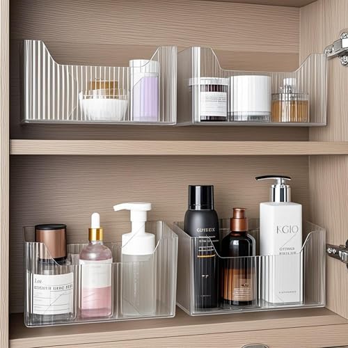 2 Pack Cabinet Door Organizer, Adhesive Wall Mounted Organizer Bins, Clear Storage Caddy, Stackable Basket for Kitchen Cabinets, Bathroom, Pantry