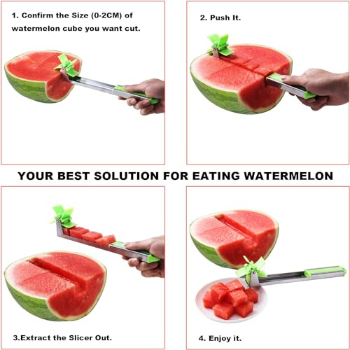 Watermelon Slicer Cutter - Stainless Steel Knife Corer Fruit Vegetable Tools Kitchen Gadgets with Melon Baller Scoop Extra