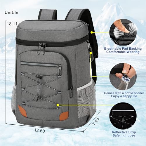 Backpack Cooler Insulated Leak Proof, Lightweight Soft Sided Cooler Backpack for Men Women, Waterproof Beach Cooler Bag Lunch Backpack for Camping Hiking Picnic Fishing Travel Outdoor