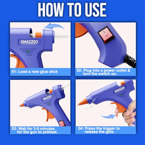 Mini Hot Glue Gun and Sticks Set 40pcs with 5 Fingers Safety Caps - Kids & Home Use Gun, Pistola De Silicona Caliente School Projects & Quick Repairs Small Glue Gun for Crafts