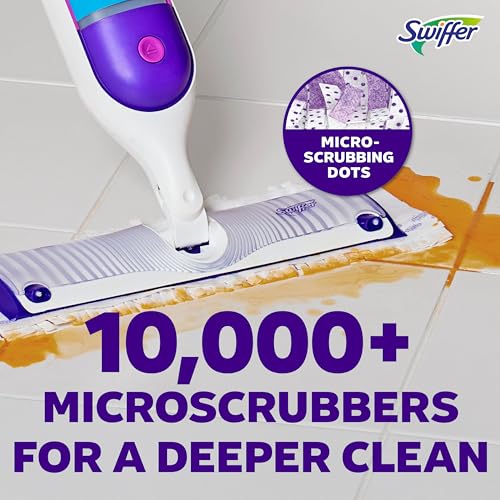 Swiffer PowerMop Mopping Kit for Floor Cleaning, Set Includes 1 Power Mop, 2 Replacement Pads, 1 Liquid Solution Refill, 2 Batteries, No Bucket Needed Electric Spray Cleaner, Multi-Surface and Wood