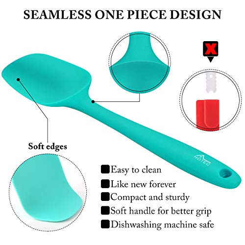 HOTEC Heat Resistant 600℉ Food Grade Silicone Rubber Spatula Set for Baking, Cooking, and Mixing Non Stick Dishwasher Safe BPA-Free Multicolor Set of 5