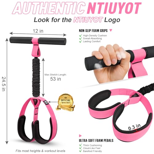2026 Upgraded Durable Pedal Resistance Band with Handle, Thickened Latex Tubes and Soft Foam Fabric Foot Pedal, Sit Up Exercise Equipment for Abdomen, Waist, Arm, Core/ABS, Leg, Physical Therapy