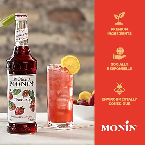 Monin - Strawberry Syrup, Mild and Sweet, Great for Cocktails and Teas, Gluten-Free, Non-GMO (1 Liter)