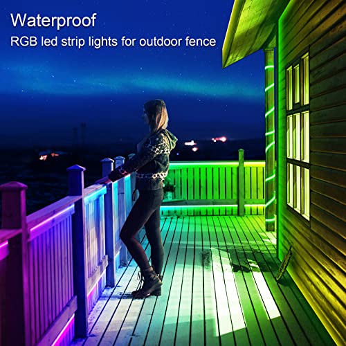 AILBTON 100ft Outdoor LED Strip Lights Waterproof,IP68 Outside Led Light Strips Waterproof with Bluetooth App Remote Control,Music Sync RGB Exterior