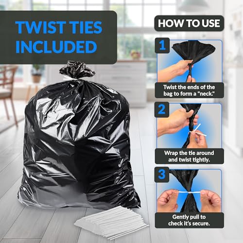 Reli. 40 to 45 Gallon Trash Bags Heavy Duty | 125 Count with Ties | Super Sizeable, Black, Serious Garbage Cleanup