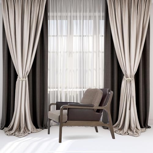 4 Pack Strong Magnetic Curtain Tiebacks with Thicker Twist Rope Decorative Tie Backs Holdbacks for Drapes Window Curtain, Beige