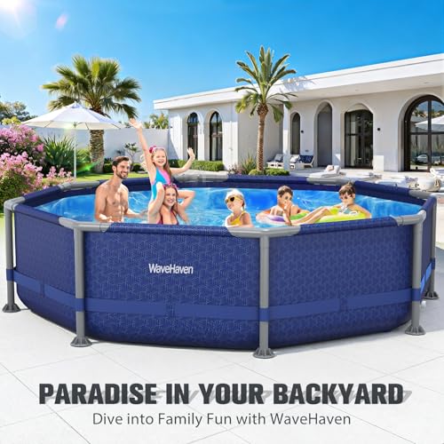 Above Ground Pool,10ft x 30in Frame Deep Swimming Pool,Round Family Pool,Large Above Ground Pool Easy Set,1200 Gallon Pool,Outdoor Backyard Pool for Kids,Adults-Blue,Pump Not Included