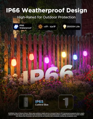 Govee S14 Bulb Outdoor String Lights 2, 96ft RGBICWW, 30 LED Bulbs, IP66