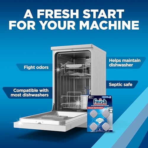 Finish Dishwasher Cleaner Tablets, Deep Cleans Hidden Grease & Grime, Fights Odors, No Extra Wash Cycle, Helps Maintain Dishwasher, 12 Month Supply, 12 Count