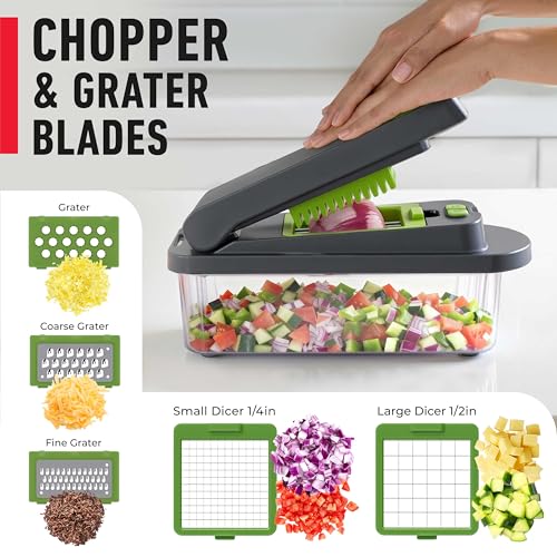 MUELLER HOME Pro-Series 10-in-1 Vegetable Chopper with Container, 8 Blade