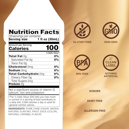 Monin - Caramel Syrup, Rich and Buttery, Great for Desserts, Coffee, and Cocktails, Gluten-Free, Non-GMO (1 Liter)