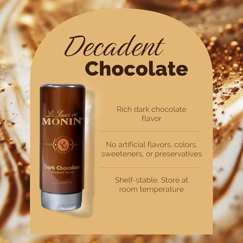 Monin - Gourmet Dark Chocolate Sauce, Velvety and Rich, Great for Desserts, Coffee, and Snacks, Gluten-Free, Non-GMO (12 Ounce)