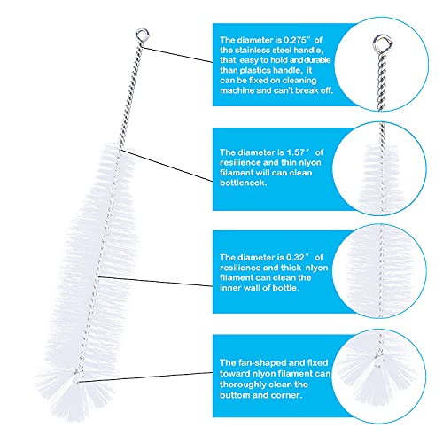 Bottle Brush - Ideal for Cleaning Narrow Neck Swing Top Glass, Brewing, Wine, Beer, Soda, Spray, Kombucha Bottles (White+1Pack)