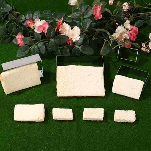 Rectangle cookie cutter ANCKNE Stainless Steel Rectangle Biscuit Molds Square Pastry Molds Fondant Cake Cookie Cutter Set 1 Inch Depth