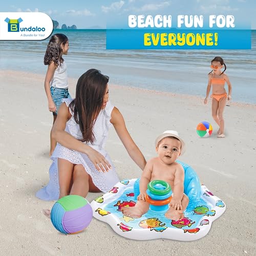 Baby Splash Pad with Inflatable Backrest and Stackable Ring Toys – Sensory Water Play Mat for Infants and Toddlers – Summer Outdoor Fun