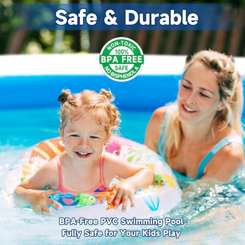 Nattork Inflatable Pool for Kids and Adults, 102" x 63" x 22" Family Full-Sized Inflatable Swimming Pool,Durable Thickened Above Ground Blow Up Pool for Kids Pools for Backyard Indoor Outdoor Shark