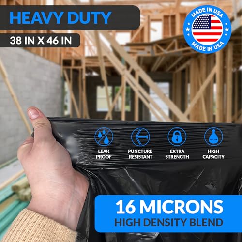 Reli. 40 to 45 Gallon Trash Bags Heavy Duty | 125 Count with Ties | Super Sizeable, Black, Serious Garbage Cleanup