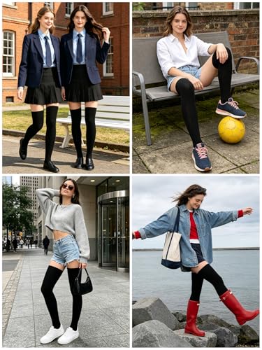 Moon Wood Women Thigh High Socks Extra Long Cotton Knit Warm Thick Tall Over the Knee Boot Stockings Leg Warmers Daily Wear