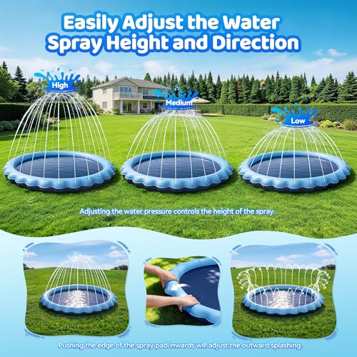 Meowant Splash Pad for Kids and Pet, Not-Slip Sprinkler Play Mat for Toddler and Dog, Summer Toys, Outdoor Backyard Baby Pool and Dog Pool, Children and Pet for Outside, 75"
