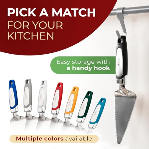 Orblue Pie Server, Essential Kitchen Tool, Serrated on Both Sides, Great for Right or Left Handed Chef, Stainless Steel Flatware, Cake Cutter, Black