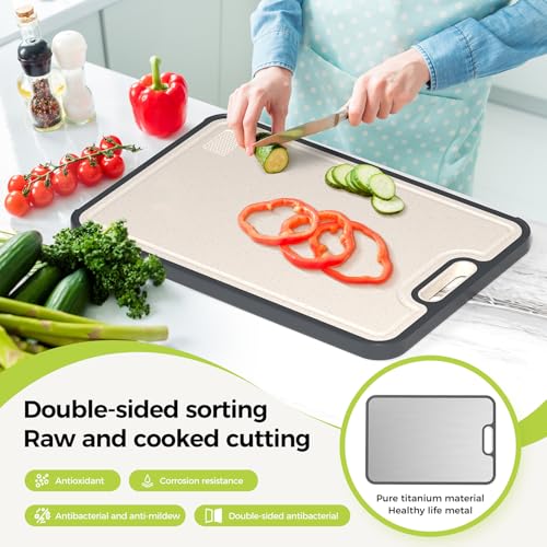 Titanium Cutting Board for Kitchen, Cutting Board Double Sided Food Grade, Pure Titanium/PP, Easy to Clean Large Size 16”×11”