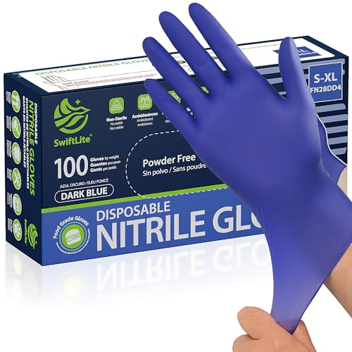 SWIFTLITE Disposable Nitrile Gloves, Food Safe, Latex-Free Powder-Free, Kitchen Rubber Gloves for Cooking and Cleaning
