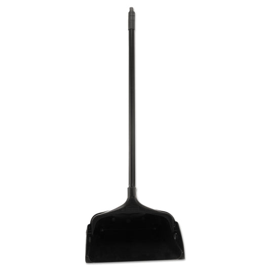 Rubbermaid Commercial Products Dustpan with Long Handle Plastic Black Compatible with Any Broom