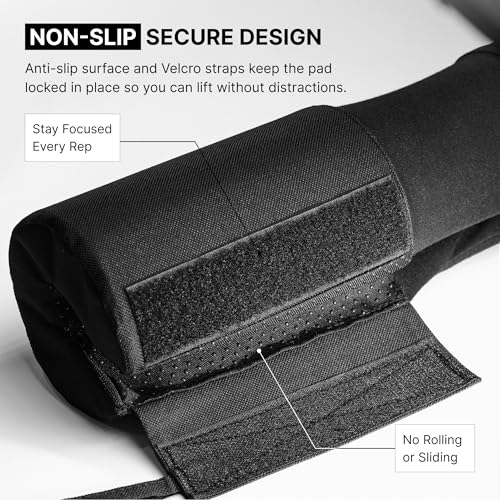 DMoose Fitness Barbell Pad for Hip Thrust, Squat & Lunges - Non-Slip Thick Foam Cushion for Neck and Back Support with Two Straps - Hip Thrust Pad for Leg Day - Fits All Olympic Bars and Smith Machine