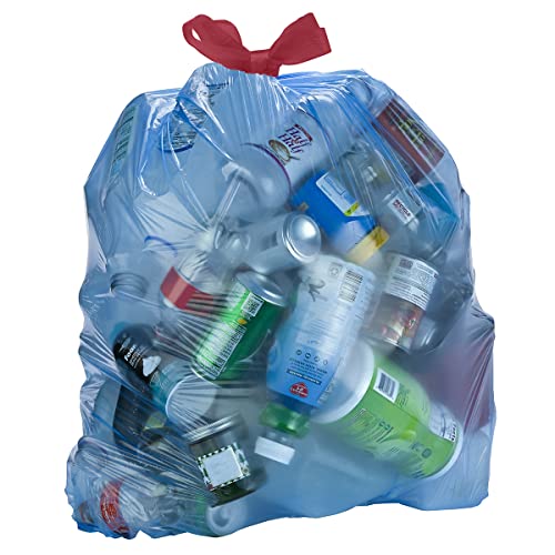 Basics Blue Recycling Drawstring Trash Bags, Tall Kitchen, Unscented, 13 Gallon, 60 Count