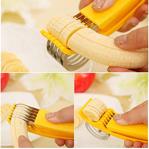 Guyuyii Banana Slicer Tool for Kids | Safer Than Knife ABS Plastic + Stainless Steel Cutter for Cereal, Oatmeal & Dehydrator Chips | Uniform Slices for Healthy Snacks | Dishwasher Safe Kitchen Gadget