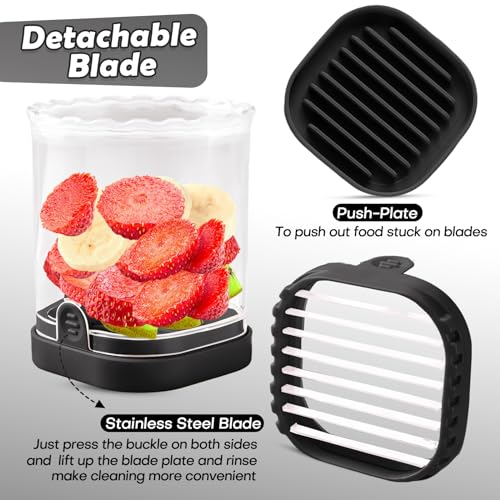 Creative Strawberry & Fruit Slicer - Detachable Cutter with Push Plate (Black)