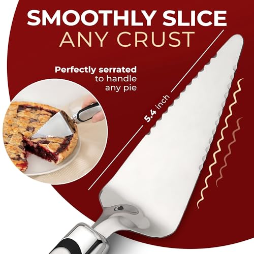 Orblue Pie Server, Essential Kitchen Tool, Serrated on Both Sides, Great for Right or Left Handed Chef, Stainless Steel Flatware, Cake Cutter, Black