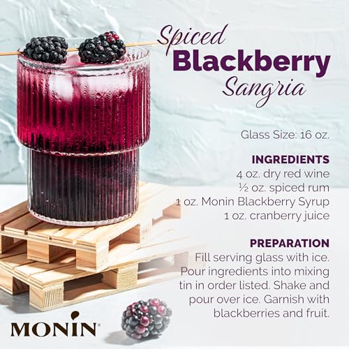 Monin - Blackberry Syrup, Delicious Berry Flavored Syrup, Cocktail Syrup, Authentic Flavor Drink Mix, Simple Syrup for Iced Tea, Lemonade, Cocktails, & More, Clean Label, Gluten-Free (1 Liter)