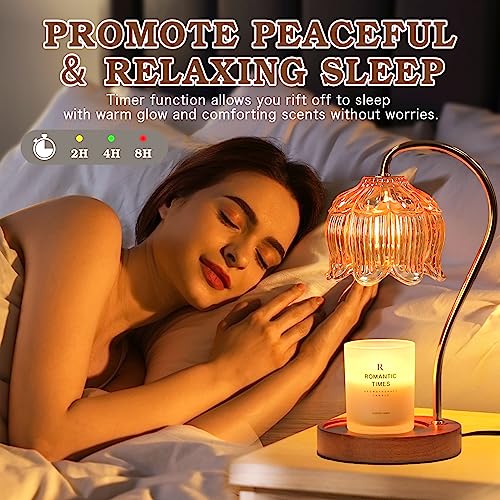 Flower Candle Warmer Lamp with Timer, Dimmable Candle Lamp Warmer, Valentines Birthday Gift for Women Her Mom, House Warming for New Home Decor, Lotus Wax Warmer for Jar Candles