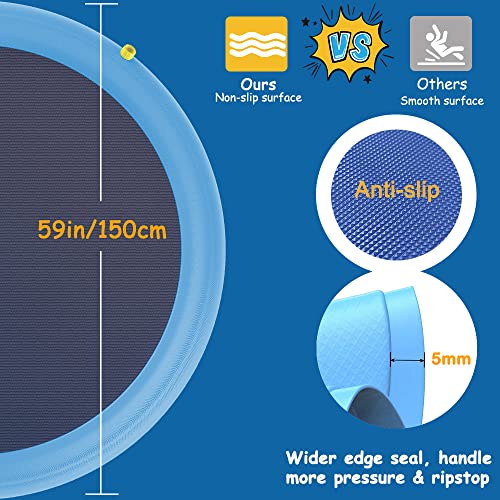Raxurt Splash Pad, Non-Slip Thicken Splash Pad for Kids Ages 4-8 Toddler Baby Splash Sprinkler Pad Dog Pool Summer Outdoor Water Toys for Boys Girls, 59'' Blue
