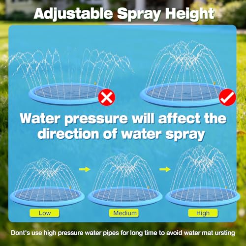 67'' Splash Pad for Dogs and Kids, Dog Splash Pad Heavy Duty, Thick Non-Toxic Dog Pool, PVC Tear-Resistant Pup Paradise Sprinkler Pads Summer Fun Outdoor Water Pools for Toddlers & Pets