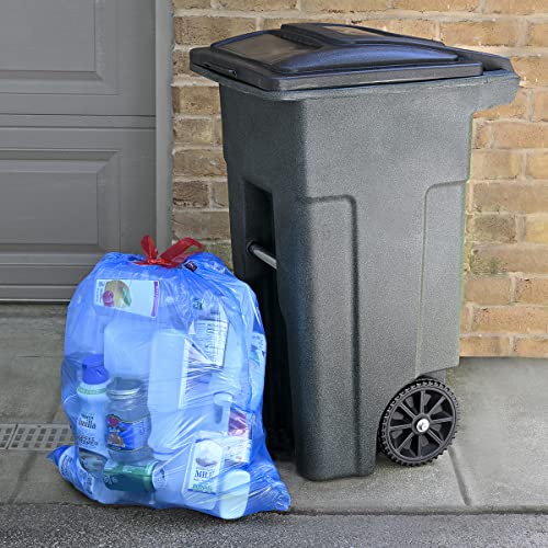 Basics Blue Recycling Drawstring Trash Bags, Tall Kitchen, Unscented, 13 Gallon, 60 Count